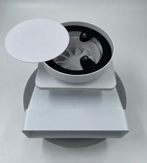 Теневой диффузор для натяжного потолка FoZa d150мм с вентилятором на шарикоподшипнике d100мм с выходом на трубу 60х120мм